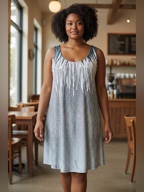 Gilli Black & White Patterned Tank Dress, size 12